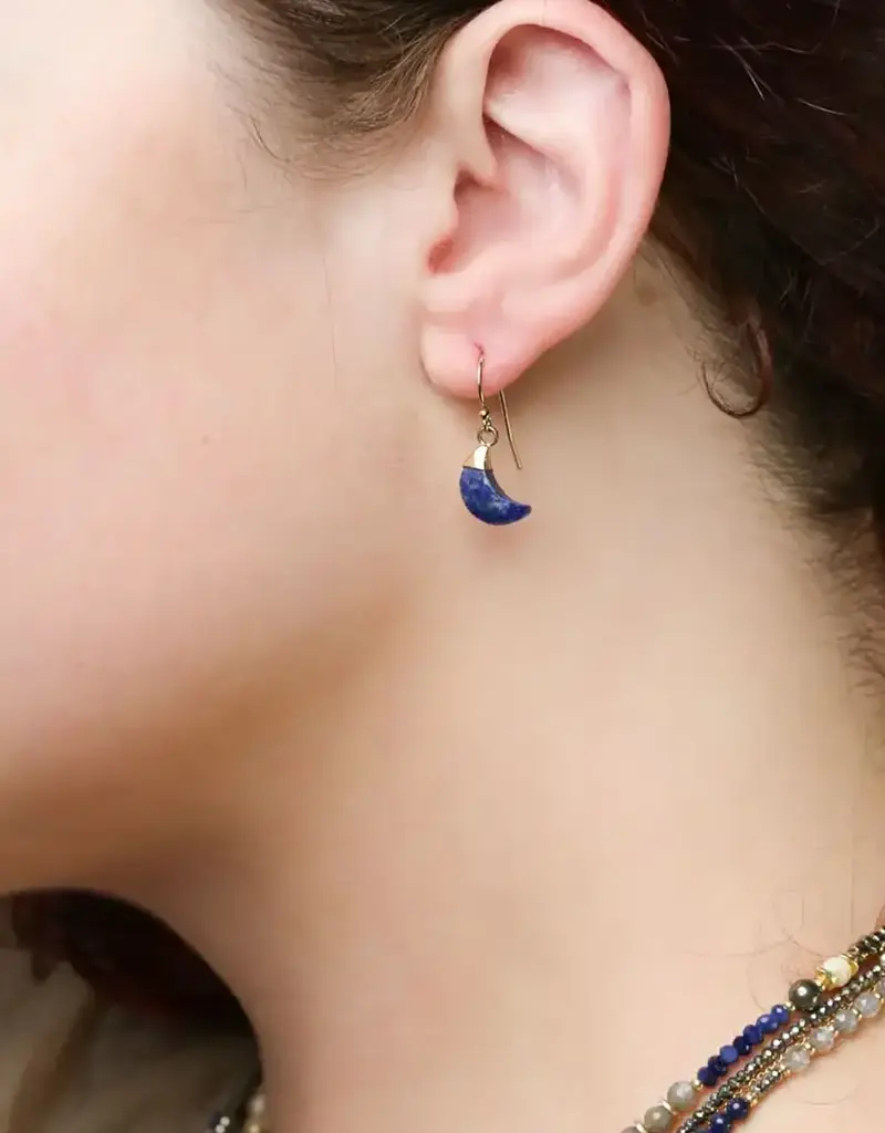 Anne Vaughan Blue Moon Lapis Moon Simple Earrings