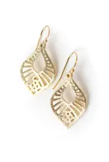 Anne Vaughan Brushed Gold Detailed Teardrop Statement Earrings