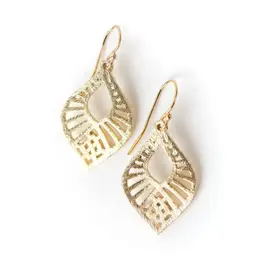 Anne Vaughan Brushed Gold Detailed Teardrop Statement Earrings