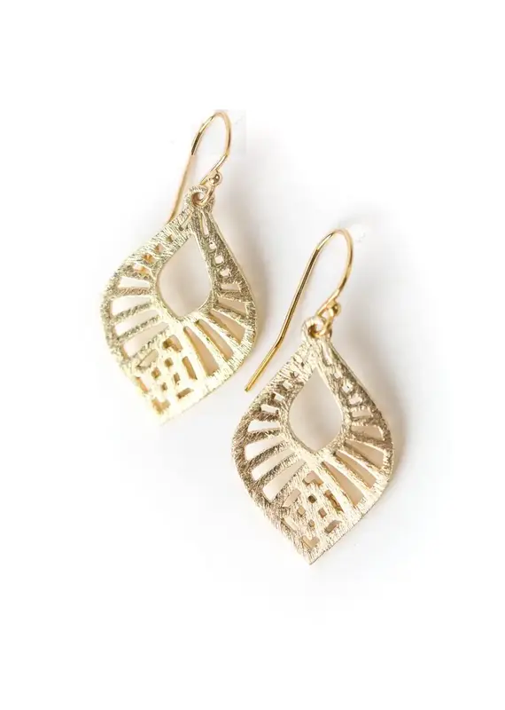 Anne Vaughan Brushed Gold Detailed Teardrop Statement Earrings
