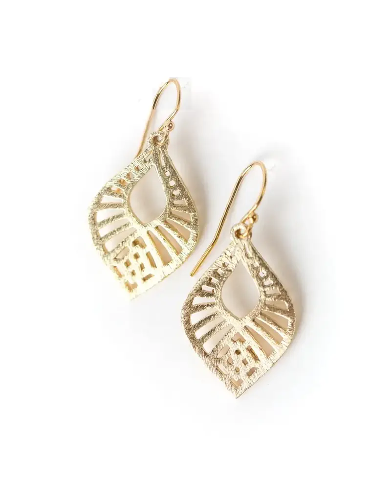 Anne Vaughan Brushed Gold Detailed Teardrop Statement Earrings