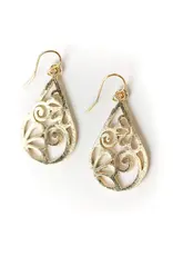 Anne Vaughan Brushed Gold Floral Swirl Droplet Earrings