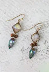 Anne Vaughan Crisp Autumn Czech Glass Crystal Dangle Herringbone Earrings