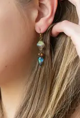 Anne Vaughan Crisp Autumn Czech Glass Crystal Dangle Herringbone Earrings