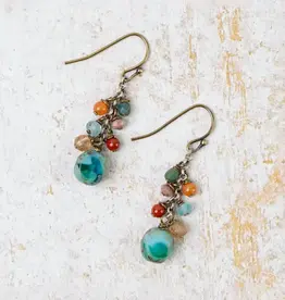Anne Vaughan Earthen Czech Glass Cluster Earrings
