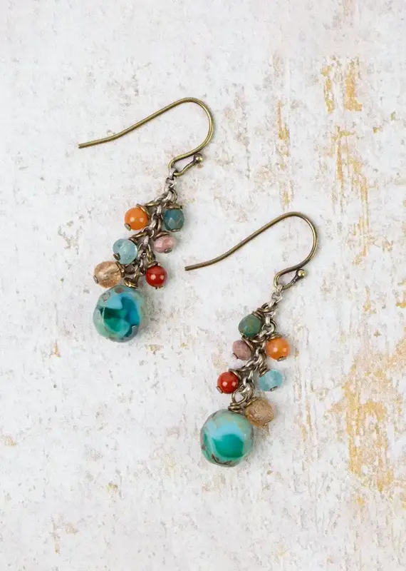 Anne Vaughan Earthen Czech Glass Cluster Earrings