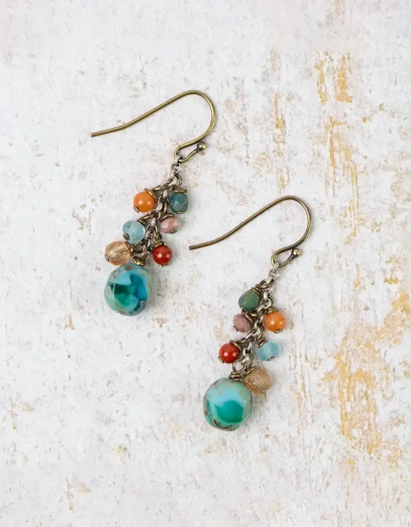 Anne Vaughan Earthen Czech Glass Cluster Earrings