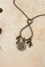 Anne Vaughan Espresso Organic Hammered Ring with Mandala Cluster Necklace