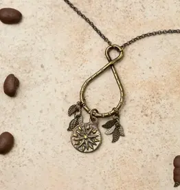 Anne Vaughan Espresso Organic Hammered Ring with Mandala Cluster Necklace