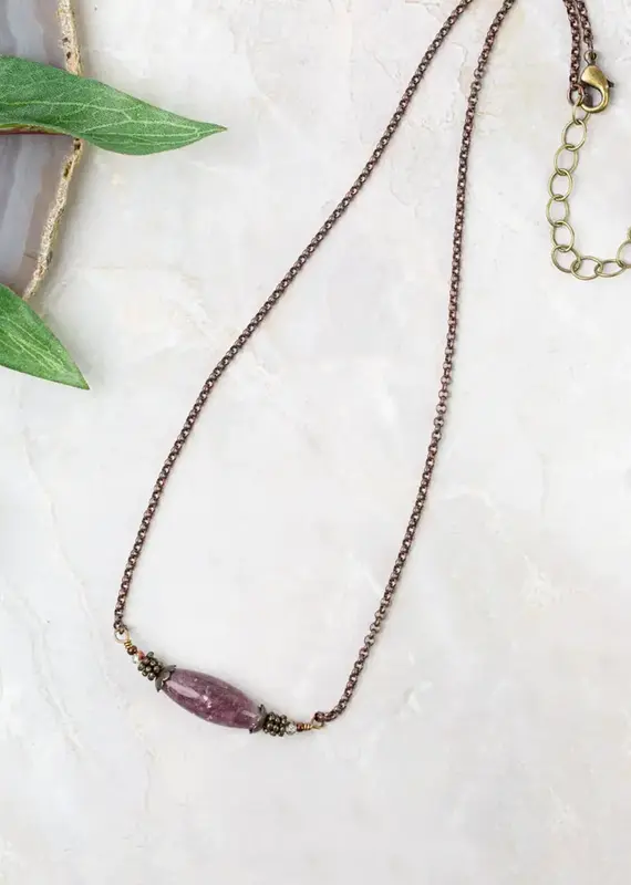 Anne Vaughan Mauve Lepidolite Simple Necklace