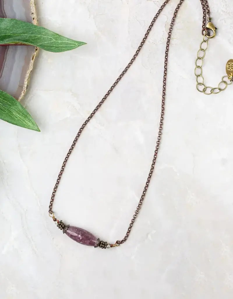 Anne Vaughan Mauve Lepidolite Simple Necklace
