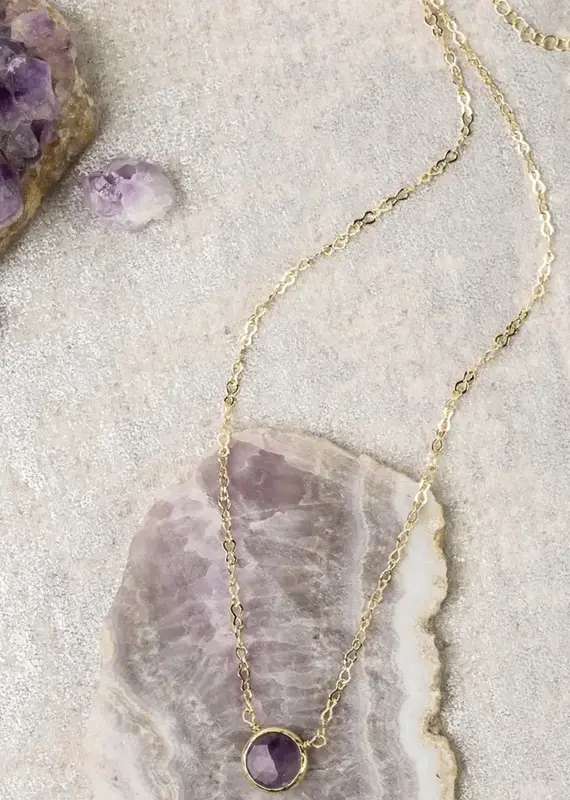 Anne Vaughan Midnight Amethyst Bezel Simple Necklace