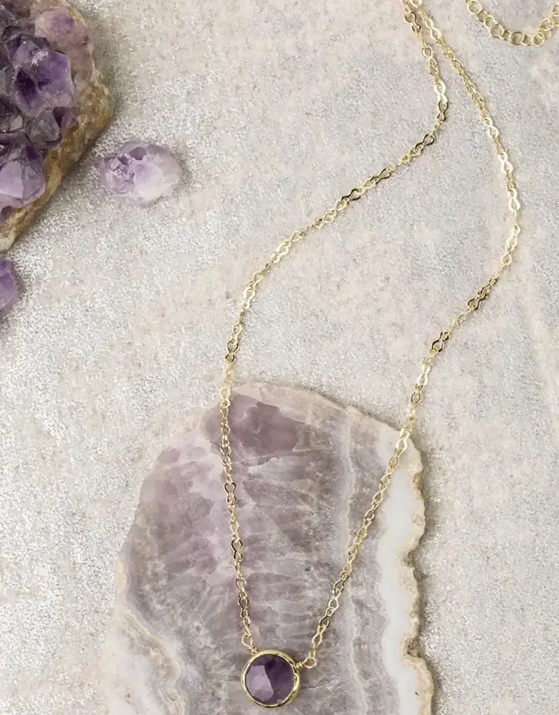 Anne Vaughan Midnight Amethyst Bezel Simple Necklace