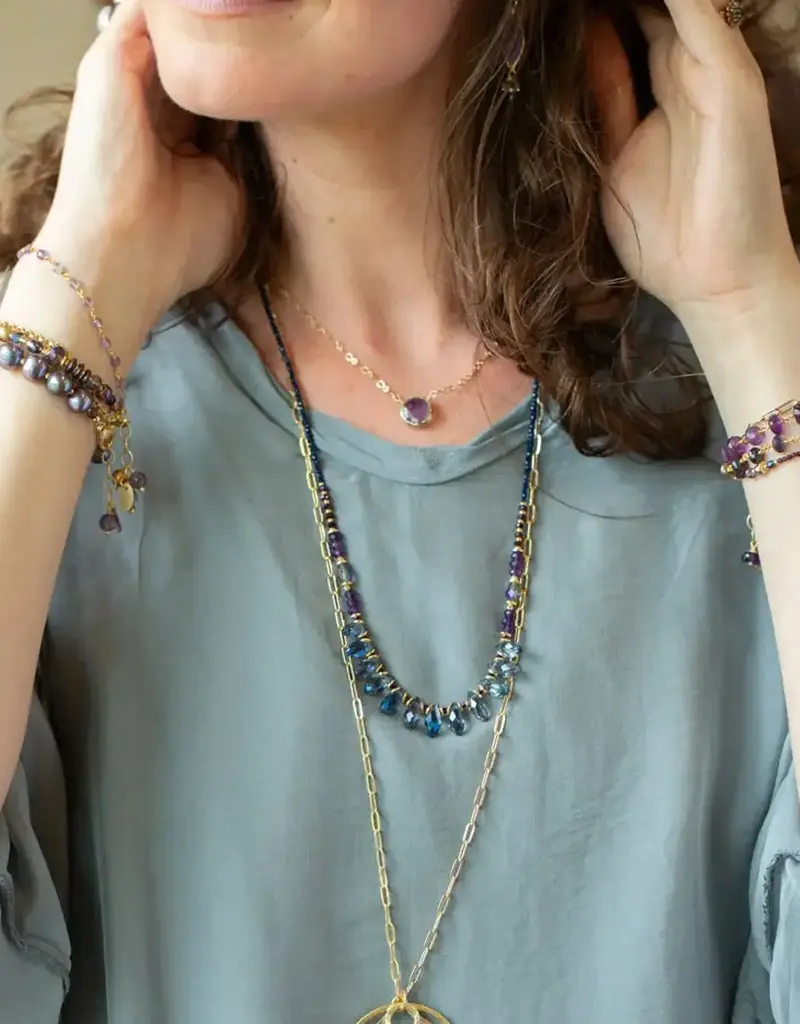 Anne Vaughan Midnight Amethyst Bezel Simple Necklace