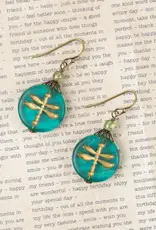 Anne Vaughan Rustic Creek Simple Czech Glass Dragonfly Earrings