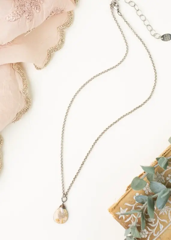 Anne Vaughan Windsor Castle Abalone Teardrop Briolette Simple Necklace