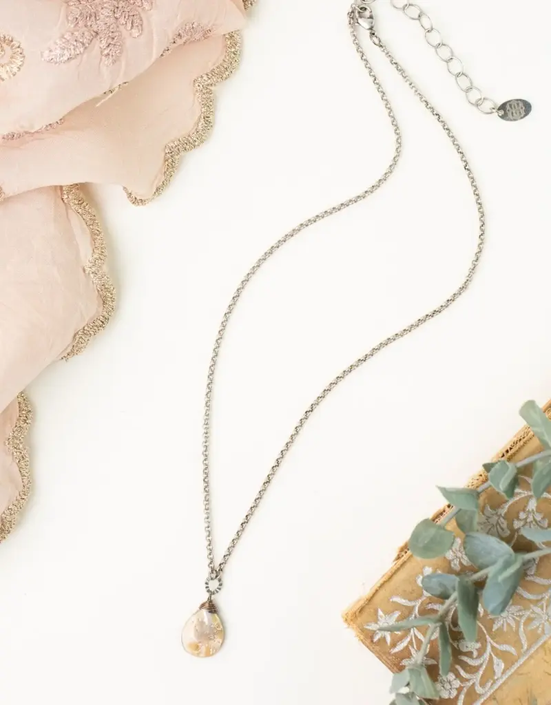 Anne Vaughan Windsor Castle Abalone Teardrop Briolette Simple Necklace