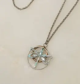 Anne Vaughan Wisdom Within Patina Dragonfly with Hoops Simple Necklace