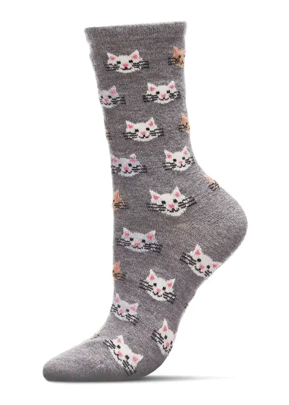 Infinity Classics Cat Face Cashmere Crew Socks