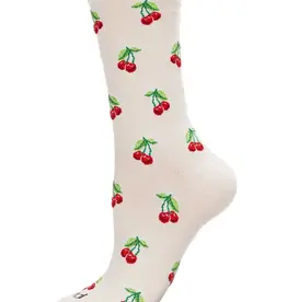 Infinity Classics Cherries Bamboo Blend Crew Socks