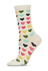 Infinity Classics Multicolored Hearts Bamboo Crew Women's Socks