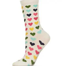 Infinity Classics Multicolored Hearts Bamboo Crew Women's Socks
