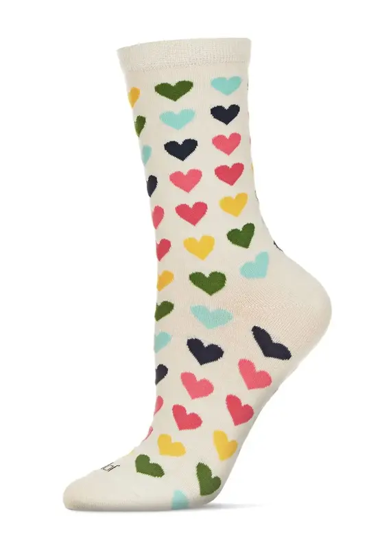 Infinity Classics Multicolored Hearts Bamboo Crew Women's Socks
