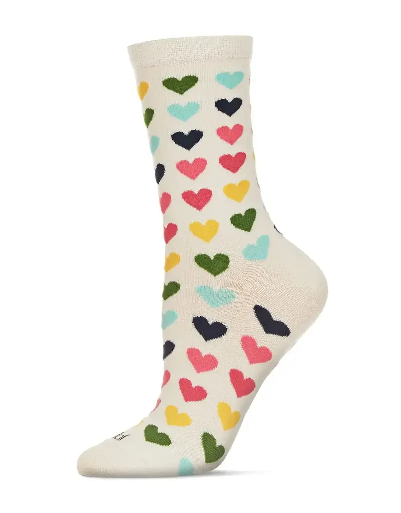 Infinity Classics Multicolored Hearts Bamboo Crew Women's Socks