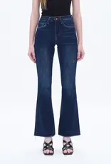 BAYEAS High Rise Flare Leg Denim Jeans With Raw Hem