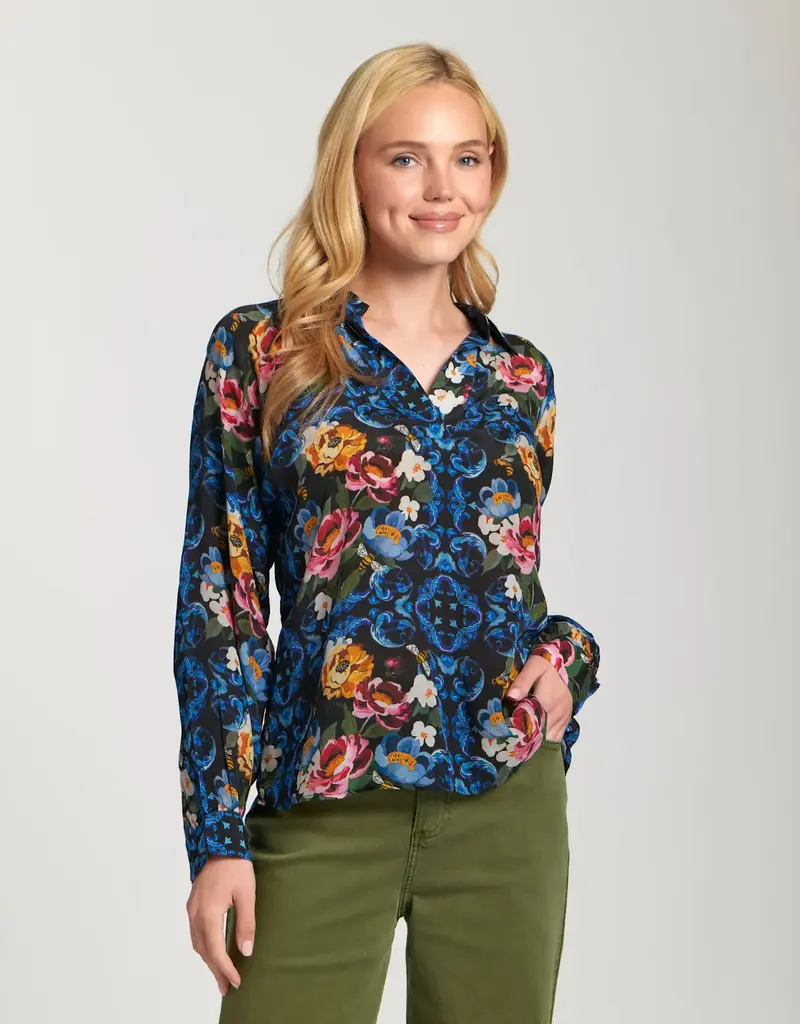 APNY Half-Plaket Pullover Blouse