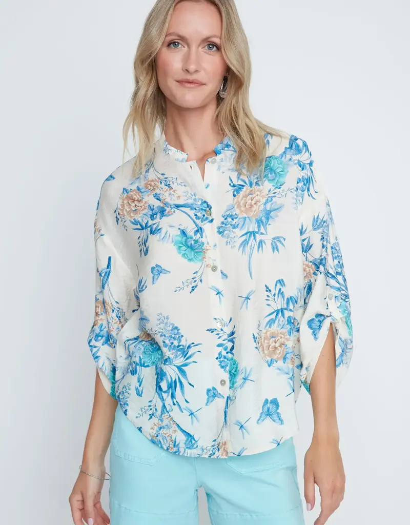 Renuar 3/4 Sleeve Button Front Top