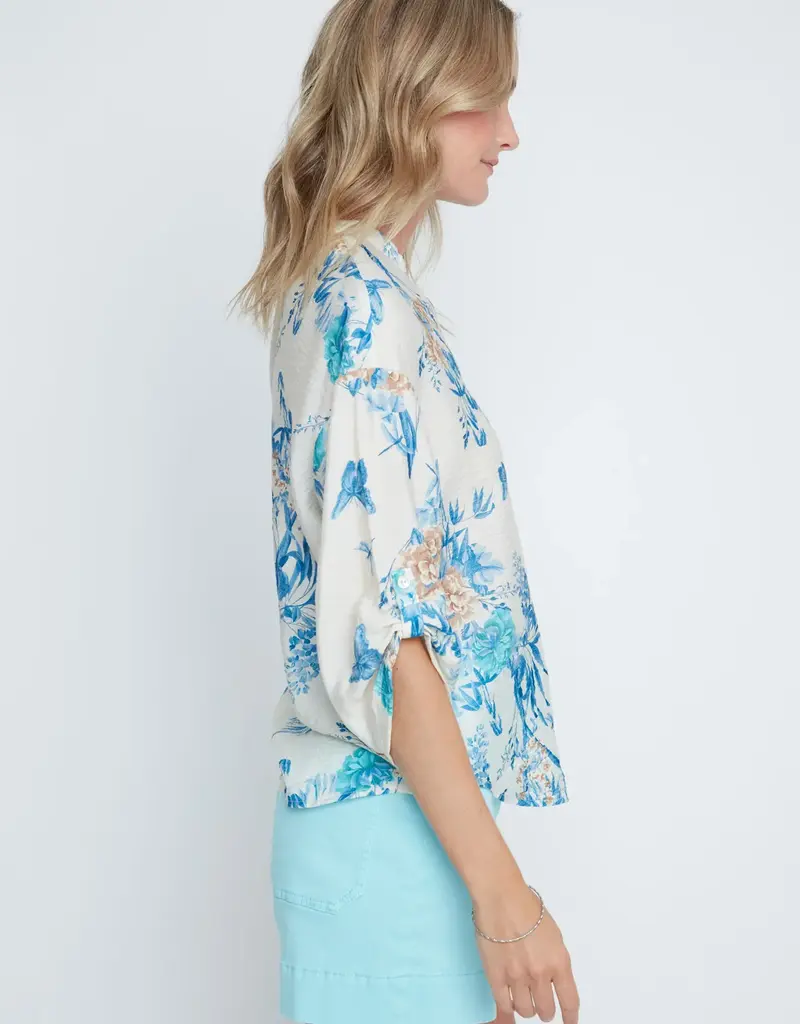 Renuar 3/4 Sleeve Button Front Top