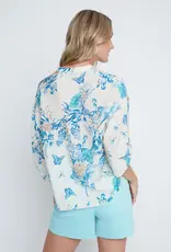 Renuar 3/4 Sleeve Button Front Top