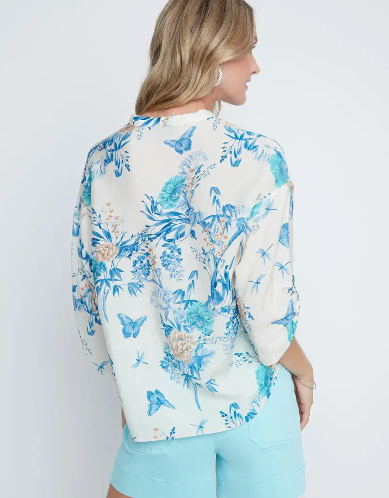 Renuar 3/4 Sleeve Button Front Top