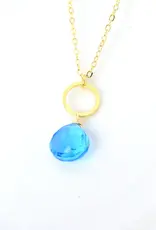Edgy Petal Smoky Quartz Flat Nugget Gold Plated Small Circle Necklace
