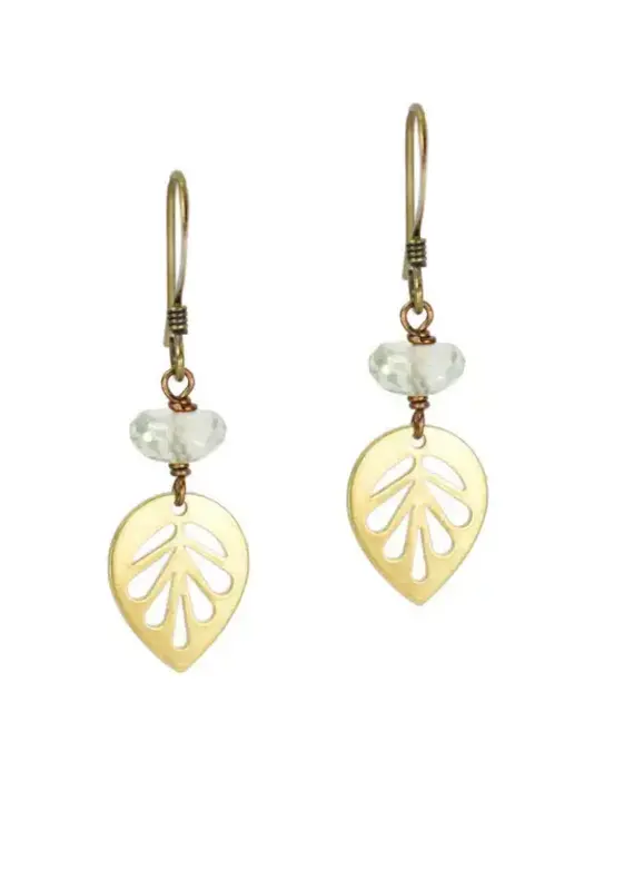 Edgy Petal Brass Leaf Earrings
