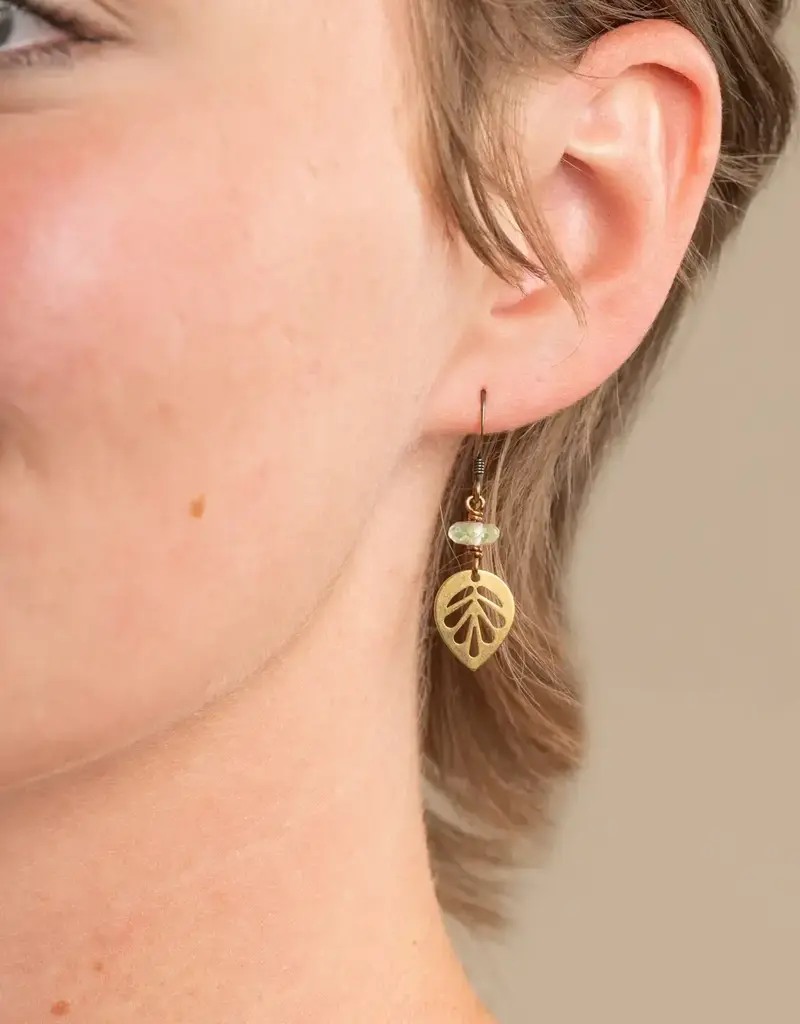 Edgy Petal Brass Leaf Earrings