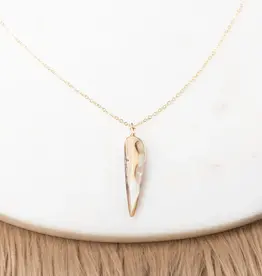Edgy Petal Haven Amulet Mother of Pearl Spire Gold-Plated Necklace