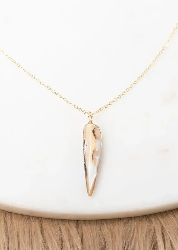 Edgy Petal Haven Amulet Mother of Pearl Spire Gold-Plated Necklace