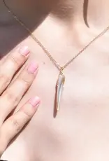 Edgy Petal Haven Amulet Mother of Pearl Spire Gold-Plated Necklace