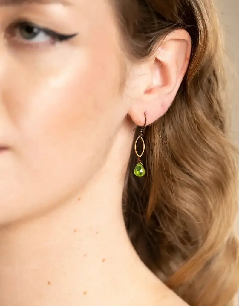 Edgy Petal Peridot Marquise Earrings