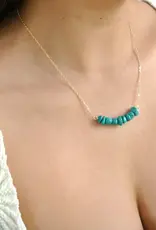 Edgy Petal Pebble Beaded Arc Necklace