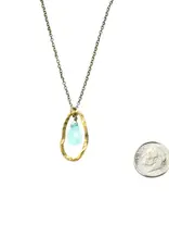 Edgy Petal Seafoam Chalcedony Inside Hammered Oval Necklace