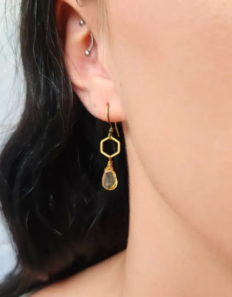 Edgy Petal Small Hexagon Earrings