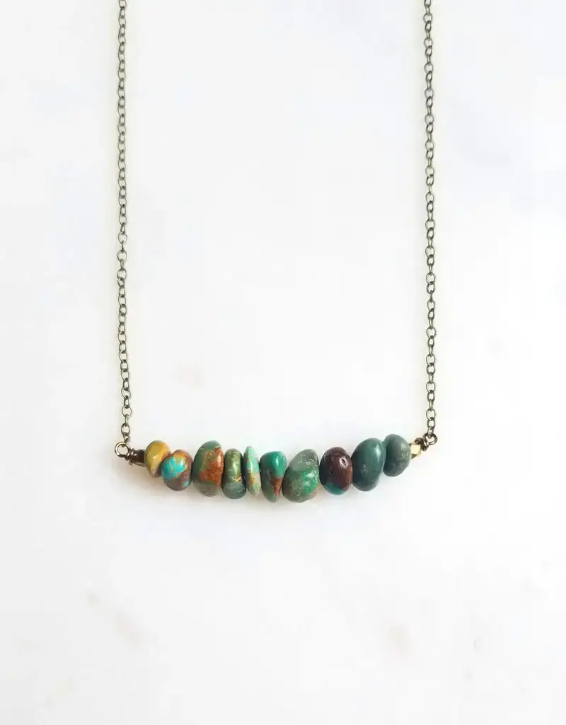 Edgy Petal Turquoise Bar Necklace