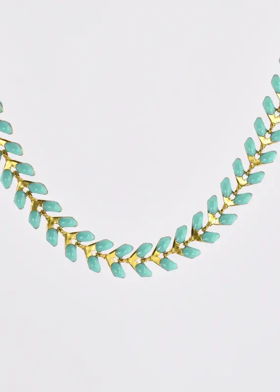 Edgy Petal Gold Plated Enamel Arrow Necklace