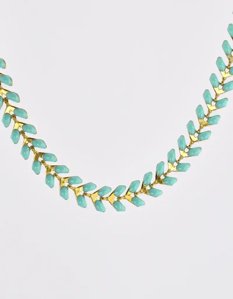 Edgy Petal Gold Plated Enamel Arrow Necklace