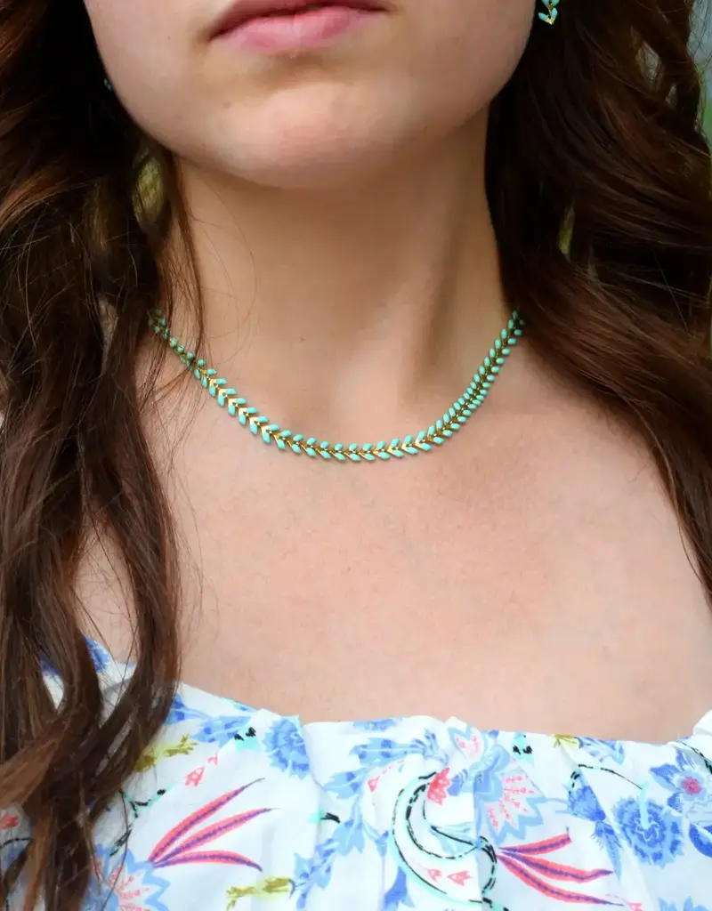 Edgy Petal Gold Plated Enamel Arrow Necklace