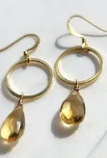 Edgy Petal Gold Circle Drop Earrings