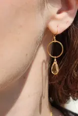 Edgy Petal Gold Circle Drop Earrings